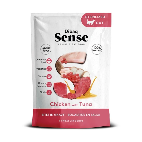 Sense Bocaditos en Salsa Cat Pollo y Atun, 100 g, Dibaq