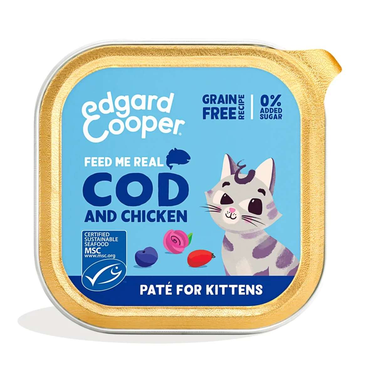 Cat kitten bacalao/pollo, 85 g, Edgar & Cooper
