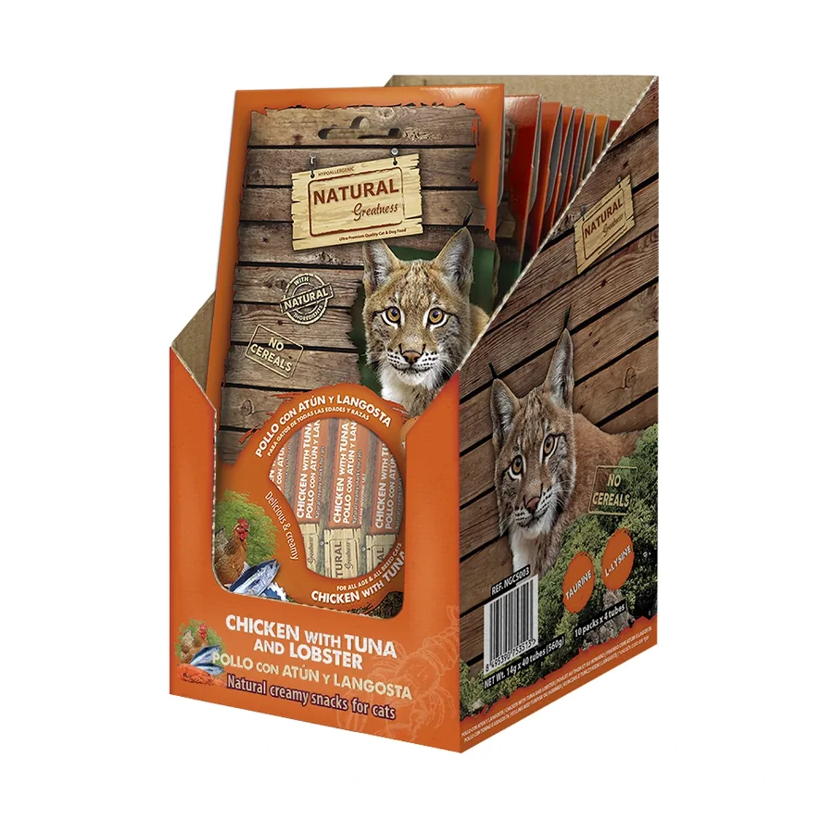 Cat Crema Pollo, Atun, Langosta -Inmune Systems Support, 56 g, Natural Greatness