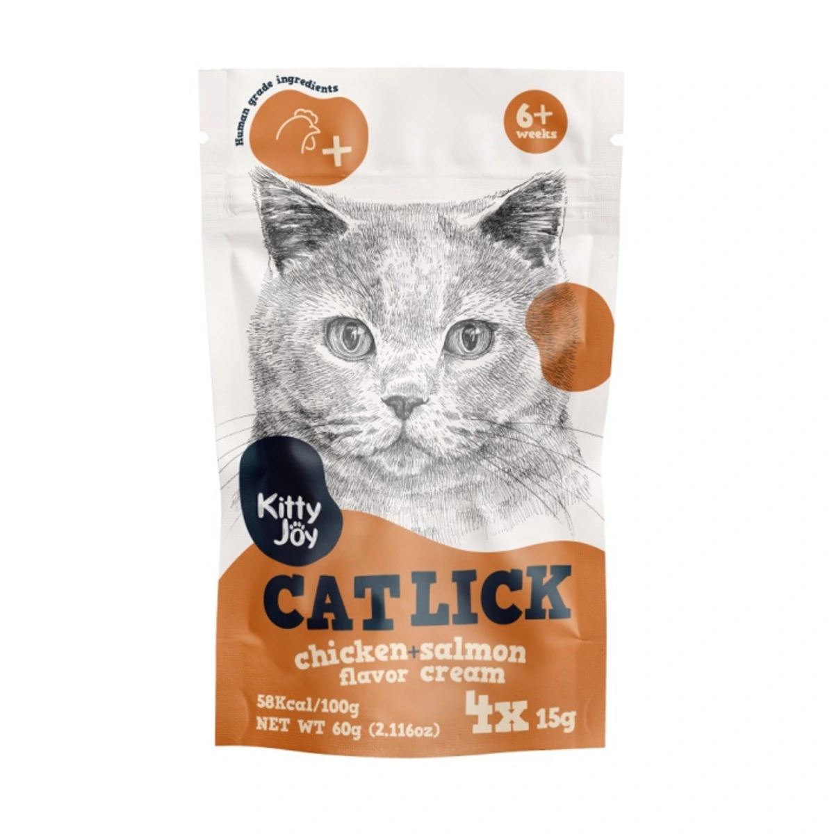 Kitty Joy Cat Lick Chicken+salmon cream 4 x, 4 x 15 g
