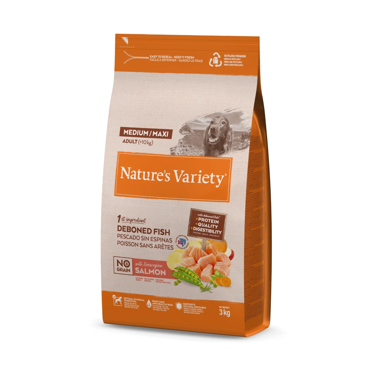 [00624198] Variety Dog No Grain Med/Max Salmon 3 kg·