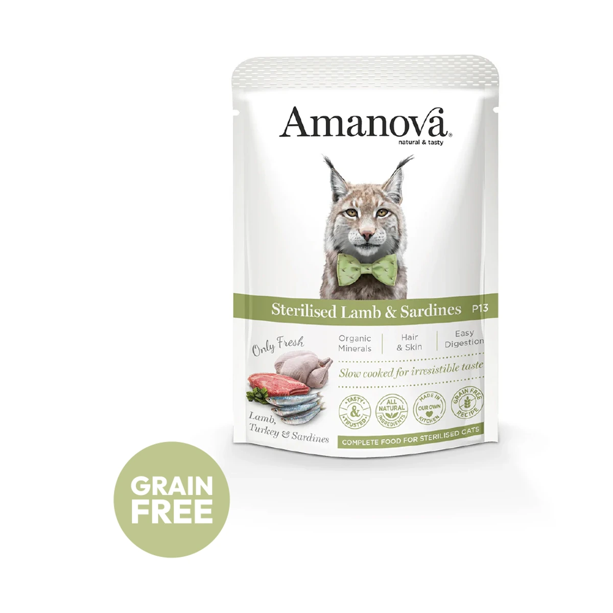 P13 Pouch Cat Sterilised Lamb & Sardines, 85 g