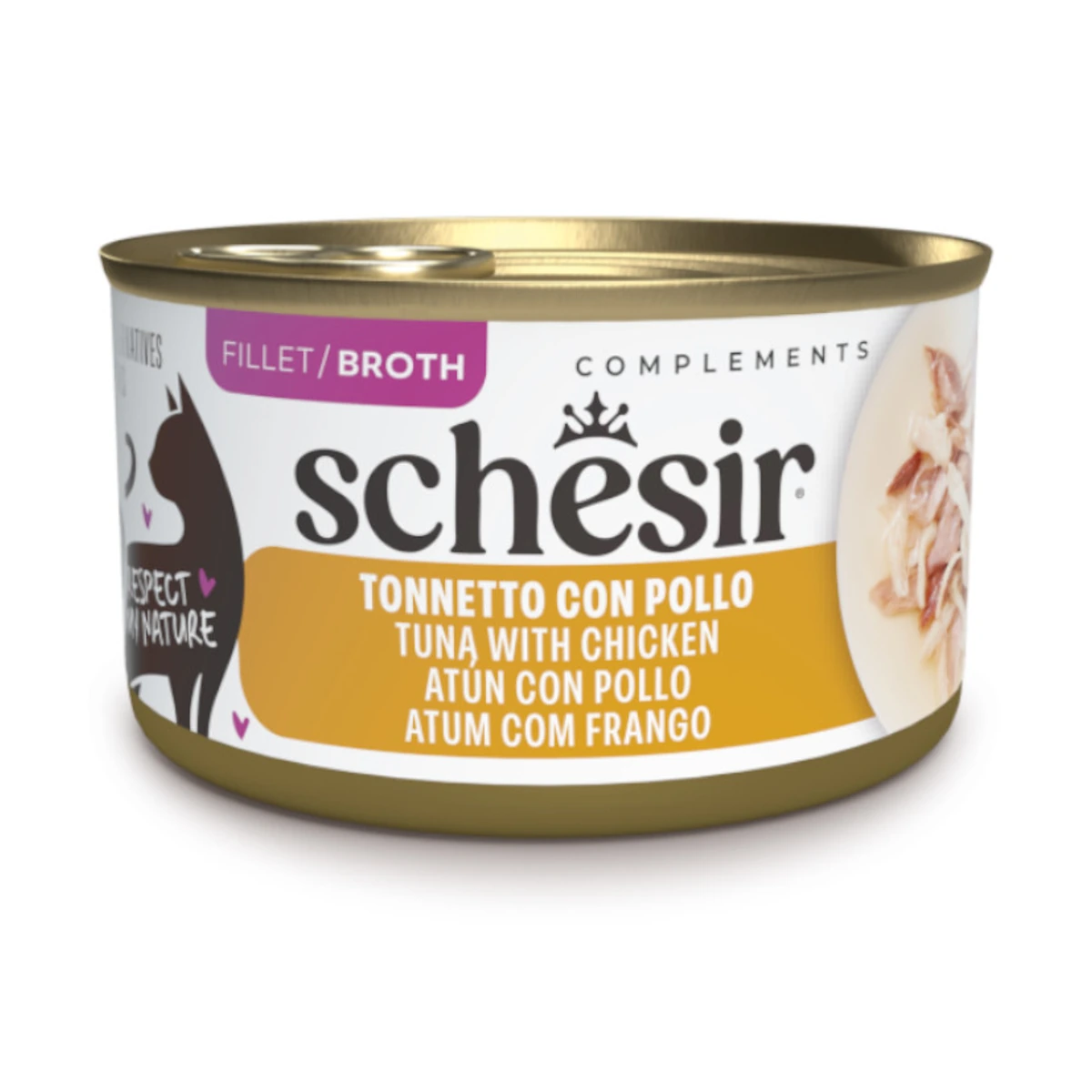 [00910040] Schesir Gato ATUN CON POLLO EN CALDO 70gr·