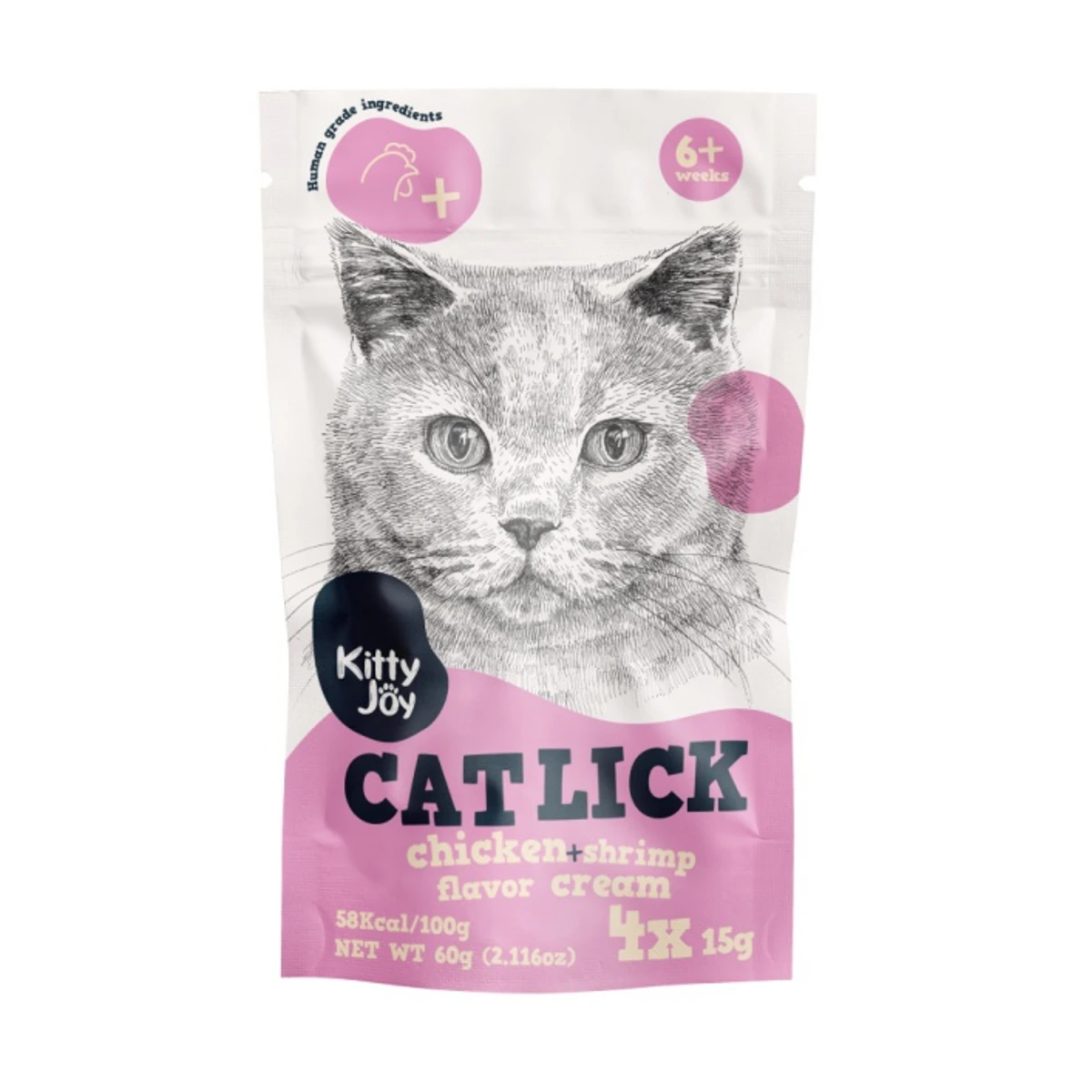Kitty Joy Cat Lick Chicken+shrimp cream 4 x, 4 x 15 g