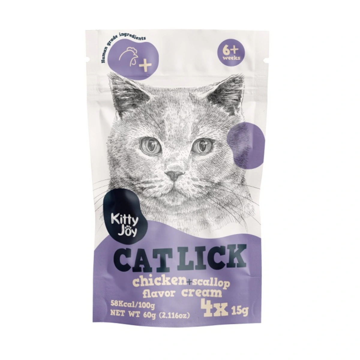 Kitty Joy Cat Lick Chicken+scallop cream 4 x, 4 x 15 g