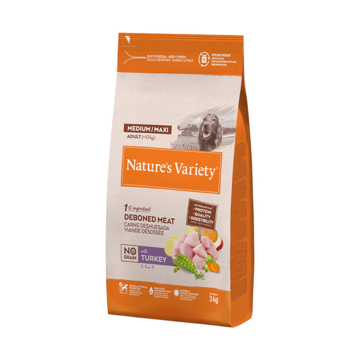 Variety Dog No Grain Ad Med/Max Turkey, 3 kg, natures-variety