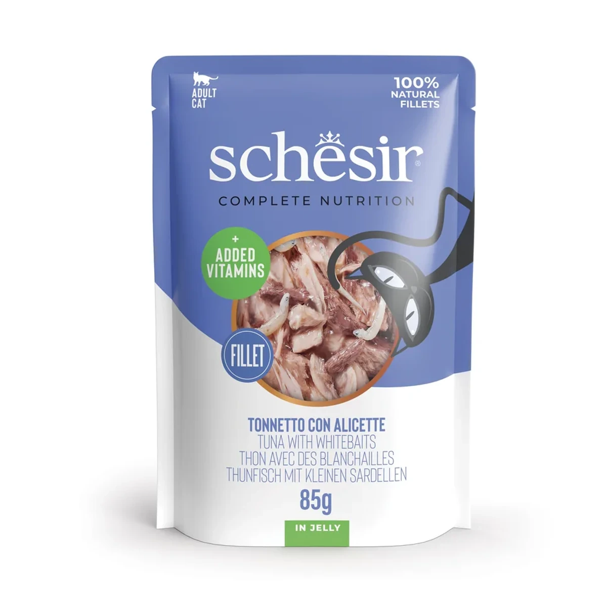 Pouch Gato Atún con Chanquete, 85 g, Schesir