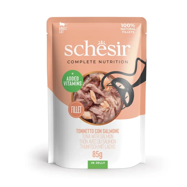 Pouch Gato ATÚN Con Salmon jelly, 85 g, Schesir